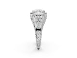 Platinum Hexagon Bezel Radiant Cut Diamond Milgrain Split Shank Ring_9