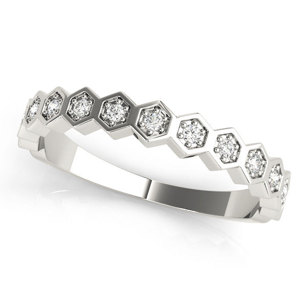 Platinum Hexagon Pave Diamond Eternity Band with Bezel Setting 1