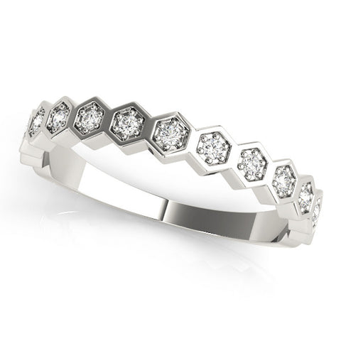 Platinum Hexagon Pave Diamond Eternity Band with Bezel Setting 1