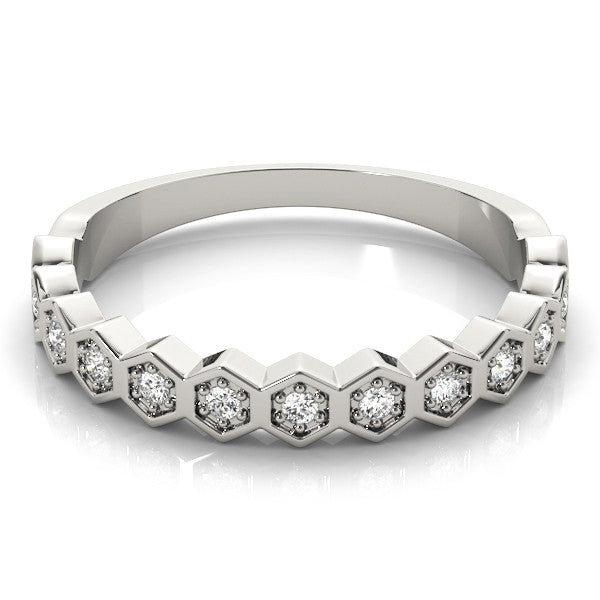 Platinum Hexagon Pave Diamond Eternity Band with Bezel Setting 2