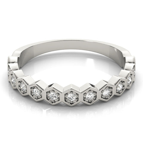 Platinum Hexagon Pave Diamond Eternity Band with Bezel Setting 2