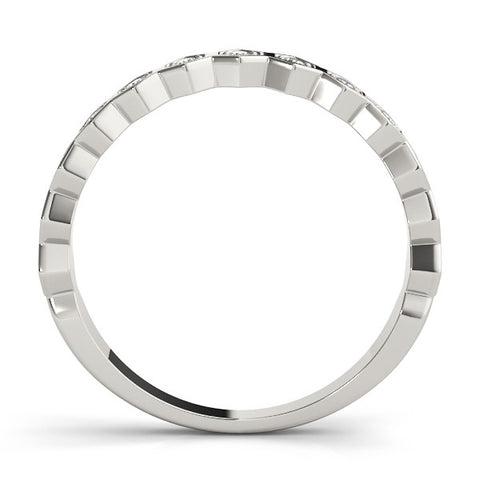 Platinum Hexagon Pave Diamond Eternity Band with Bezel Setting