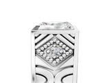 Platinum Hexagonal Bezel Radiant Diamond Engraved Band Prong Ring_11