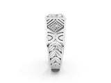 Platinum Hexagonal Bezel Radiant Diamond Engraved Band Prong Ring_8