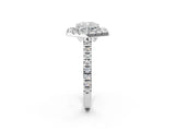 Platinum Hexagonal Halo Cushion Cut Diamond Pavé Band with Four-Prong Setting_5