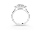 Platinum Hexagonal Halo Cushion Cut Diamond Pavé Band with Four-Prong Setting_6