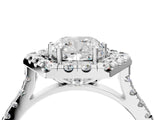 Platinum Hexagonal Halo Cushion Cut Diamond Pavé Band with Four-Prong Setting_7