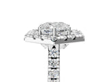 Platinum Hexagonal Halo Cushion Cut Diamond Pavé Band with Four-Prong Setting_8