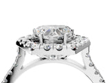Platinum Hexagonal Halo Heart Cut Diamond Pavé Band with Four-Prong Setting_7