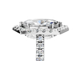 Platinum Hexagonal Halo Marquise Cut Diamond Pavé Band with Four-Prong Setting_8