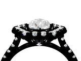 Platinum Hexagonal Halo Pear Cut Diamond Pavé Band with Four-Prong Setting_7