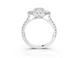Platinum Hexagonal Halo Princess Cut Diamond Pavé Band with Four-Prong Setting_6