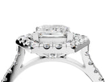 Platinum Hexagonal Halo Princess Cut Diamond Pavé Band with Four-Prong Setting_7