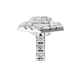 Platinum Hexagonal Halo Princess Cut Diamond Pavé Band with Four-Prong Setting_8