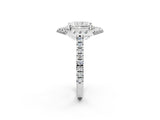 Platinum Hexagonal Halo Radiant Cut Diamond Pavé Band with Four-Prong Setting_5