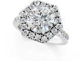 Platinum Hexagonal Halo Round Diamond Pavé Band with Four-Prong Setting_12