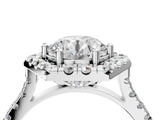 Platinum Hexagonal Halo Round Diamond Pavé Band with Four-Prong Setting_15