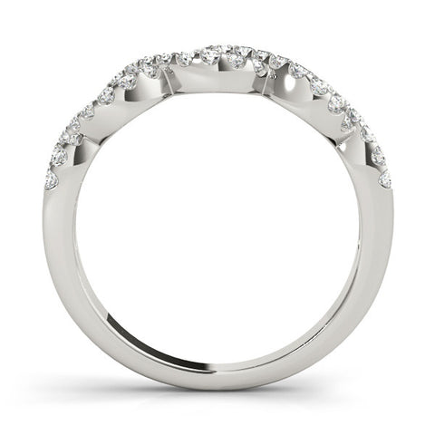 Platinum Infinity Diamond Pavé Round Stone Twist Band with Prong Setting