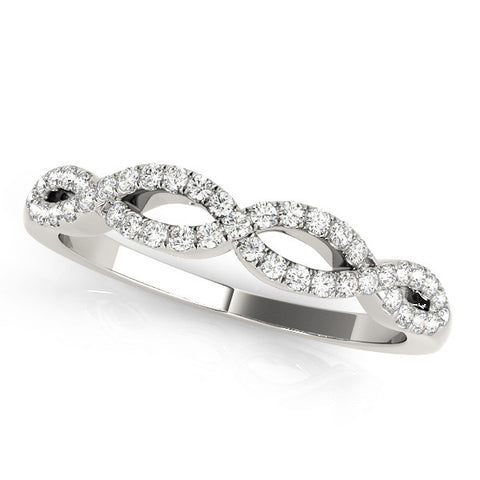 Platinum Infinity Twist Diamond Pavé Band with Round Stones and Prong Setting