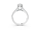 Platinum Marquise Brilliant Diamond Solitaire with Pavé Band and Four-Prong Setting 3