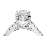 Platinum Marquise Brilliant Diamond Solitaire with Pavé Band and Four-Prong Setting 4
