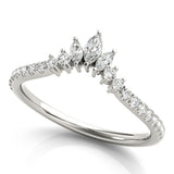 Platinum Marquise Cluster Diamond Pavé Band with Prong Setting