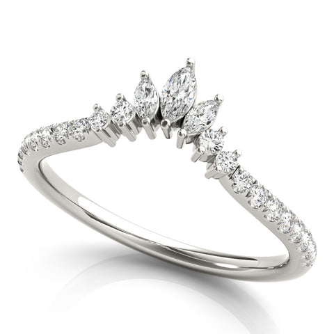 Platinum Marquise Cluster Diamond Pavé Band with Prong Setting 1