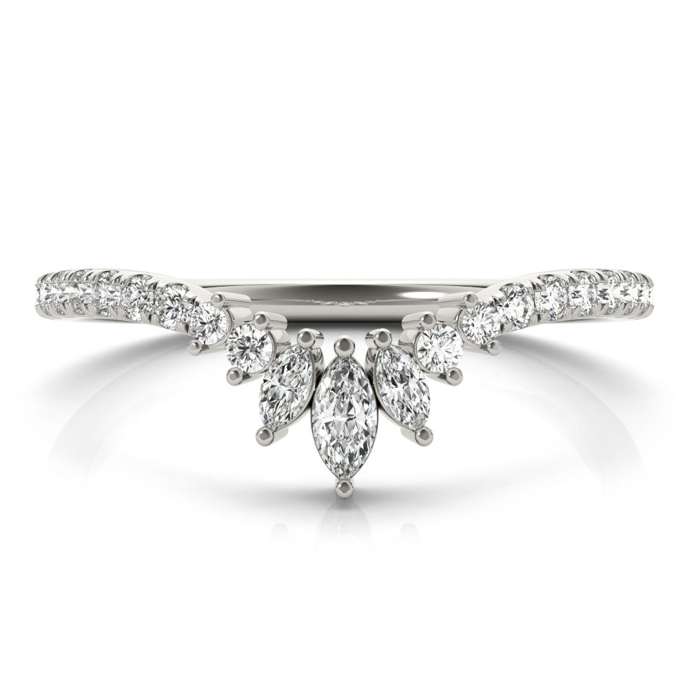 Platinum Marquise Cluster Diamond Pavé Band with Prong Setting 2