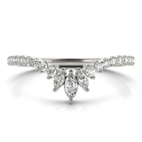 Platinum Marquise Cluster Diamond Pavé Band with Prong Setting 2