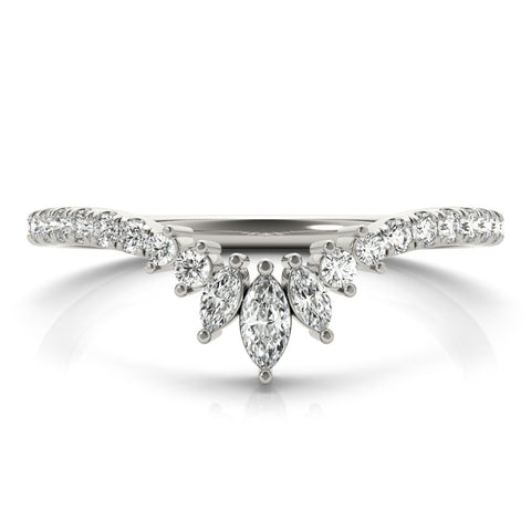 Platinum Marquise Cluster Diamond Pavé Band with Prong Setting 2