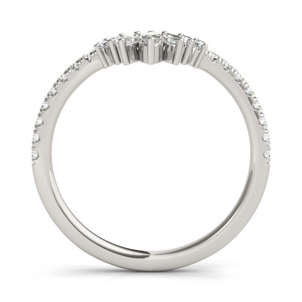Platinum Marquise Cluster Diamond Pavé Band with Prong Setting