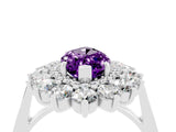 Platinum Marquise Cut Amethyst Floral Double Halo Engagement Ring with Prong Setting_173