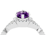 Platinum Marquise Cut Amethyst  Halo Twist Band Solitaire Prong Setting Ring_16
