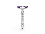 Platinum Marquise Cut Amethyst Pavé Solitaire Ring with Round Band and Prong Setting_44