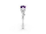 Platinum Marquise Cut Amethyst Scattered Round Accent Ring with Prong Setting_56