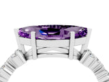 Platinum Marquise Cut Amethyst Scattered Round Accent Ring with Prong Setting_58