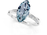 Platinum Marquise Cut Aquamarine Engagement Ring with Side Stone Accents and Four-Prong Setting_25