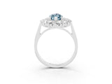 Platinum Marquise Cut Aquamarine Floral Double Halo Engagement Ring with Prong Setting_178