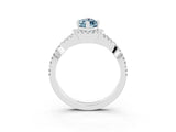 Platinum Marquise Cut Aquamarine  Halo Twist Band Solitaire Prong Setting Ring_15