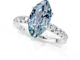 Platinum Marquise Cut Aquamarine Pavé Solitaire Ring with Round Band and Prong Setting_43
