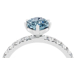Platinum Marquise Cut Aquamarine Pavé Solitaire Ring with Round Band and Prong Setting_46