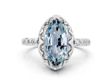 Platinum Marquise Cut Aquamarine Scalloped Halo Engagement Ring with Round Shared Prong Band_42
