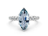 Platinum Marquise Cut Aquamarine Solitaire Pavé Engagement Ring with Round Band and Prong Setting_102