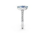 Platinum Marquise Cut Aquamarine Solitaire Pavé Engagement Ring with Round Band and Prong Setting_104