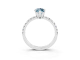 Platinum Marquise Cut Aquamarine Solitaire Pavé Engagement Ring with Round Band and Prong Setting_105