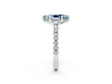 Platinum Marquise Cut Aquamarine Solitaire Ring with Round  Pavé Band and Four-Prong Setting_26