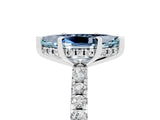 Platinum Marquise Cut Aquamarine Solitaire Ring with Round  Pavé Band and Four-Prong Setting_29