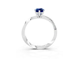 Platinum Marquise Cut Blue Sapphire Engagement Ring with Side Stone Accents and Four-Prong Setting_27