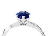 Platinum Marquise Cut Blue Sapphire Engagement Ring with Side Stone Accents and Four-Prong Setting_28