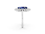 Platinum Marquise Cut Blue Sapphire Floral Double Halo Engagement Ring with Prong Setting_140